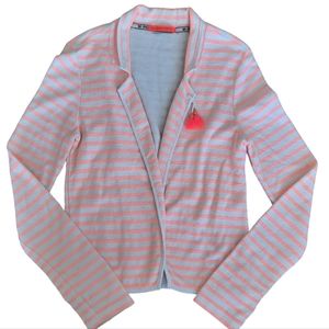 Maison Scotch Orange Striped Knit Tassel Jacket - image 1